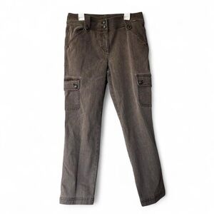 St. John Slate Gray Cropped Cargo Utility Pants - Designer Trousers - Size 4